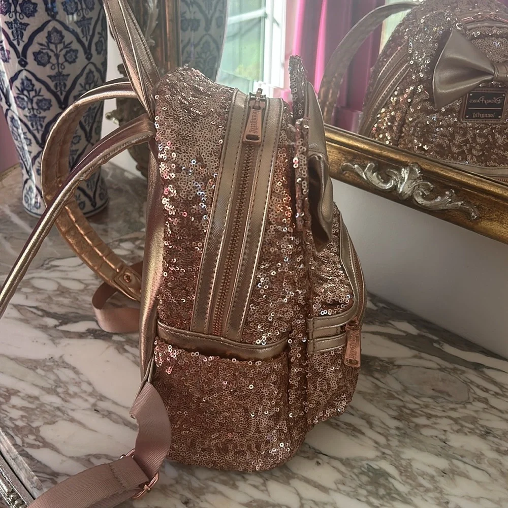 Disney Rose Gold Sparkle Loungefly Backpack - Picture 3 of 8